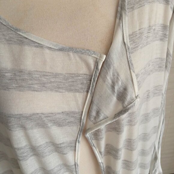 W118 by WALTER BAKER Longline Grey & White Striped Waterfall Open Cardigan L - Picture 6 of 12